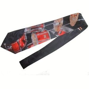 Red Drum Set Drummer Neck Tie Necktie Rock N Roll Band Music Percussionist Drums